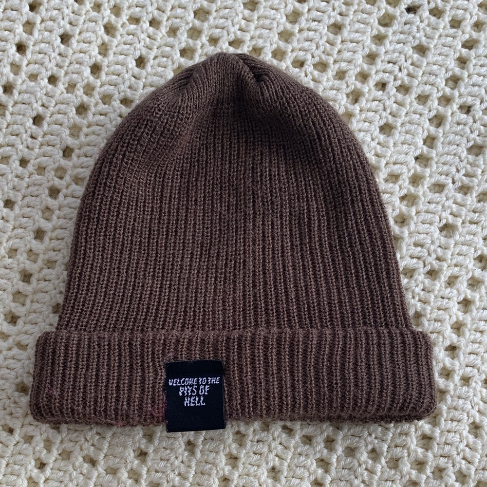 Hungry Ghost Press Classic Olive/ Brown Ribbed Single Fold Beanie